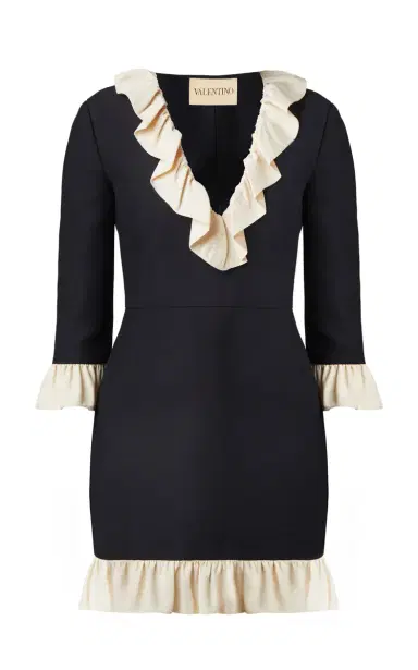 Valentino Garavani Ruffled-Trim Flax Mini Dress | Thumbnail 1 Valentino Garavani Ruffled-Trim Flax Mini Dress | Thumbnail 1