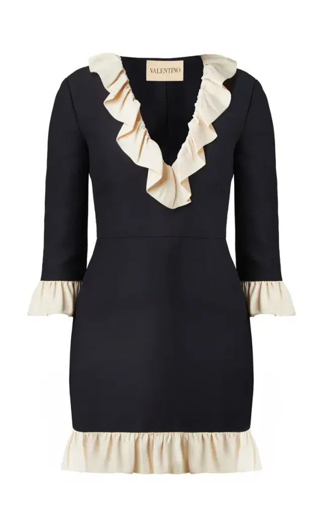 Valentino Garavani Ruffled-Trim Flax Mini Dress