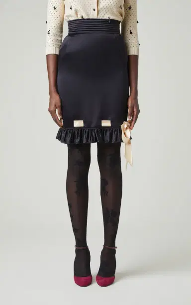 Valentino Garavani Frilled-Trim Duchess-Satin Skirt | Thumbnail 3 Valentino Garavani Frilled-Trim Duchess-Satin Skirt | Thumbnail 3
