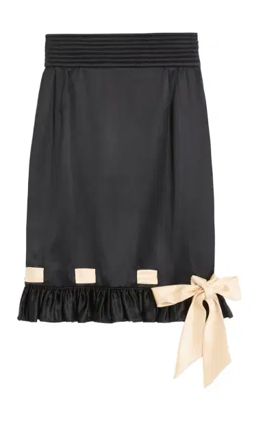 Valentino Garavani Frilled-Trim Duchess-Satin Skirt | Thumbnail 1 Valentino Garavani Frilled-Trim Duchess-Satin Skirt | Thumbnail 1