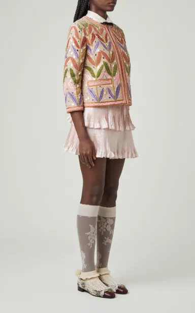 Valentino Garavani Tiered Pleated Silk Mini Skirt | Thumbnail 2 Valentino Garavani Tiered Pleated Silk Mini Skirt | Thumbnail 2