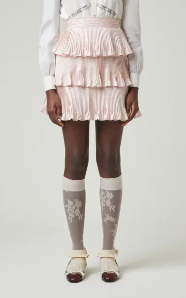 Valentino Garavani Tiered Pleated Silk Mini Skirt | Thumbnail 3 Valentino Garavani Tiered Pleated Silk Mini Skirt | Thumbnail 3