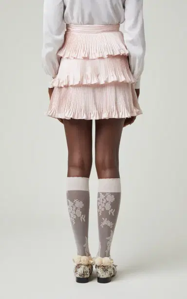 Valentino Garavani Tiered Pleated Silk Mini Skirt | Thumbnail 4 Valentino Garavani Tiered Pleated Silk Mini Skirt | Thumbnail 4