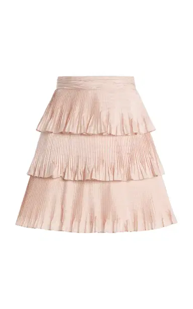 Valentino Garavani Tiered Pleated Silk Mini Skirt | Thumbnail 1 Valentino Garavani Tiered Pleated Silk Mini Skirt | Thumbnail 1