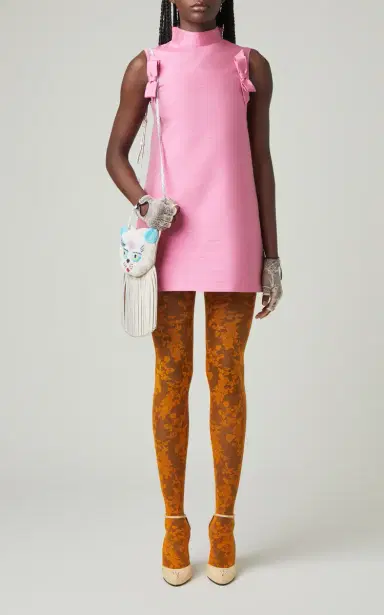 Valentino Garavani Bow-Detailed Silk Mini Dress | Thumbnail 2 Valentino Garavani Bow-Detailed Silk Mini Dress | Thumbnail 2