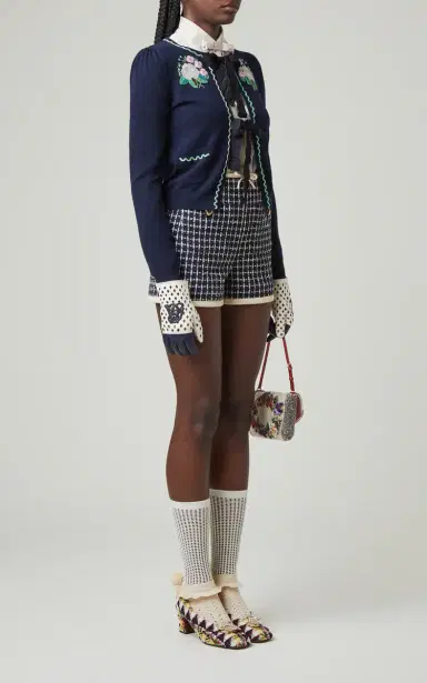 Valentino Garavani Bow-Detailed Virgin-Wool Blend Shorts | Thumbnail 2