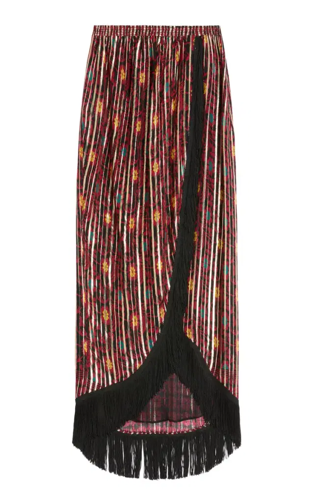 Printed Silk Midi Skirt