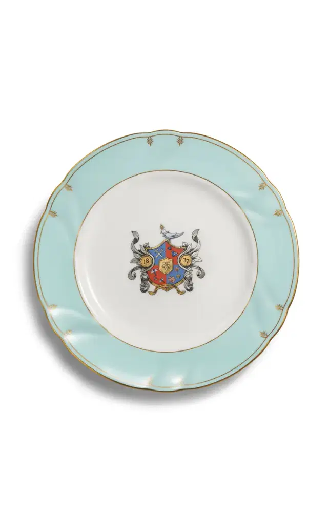 Crest Bone China Dessert Plate - Blue