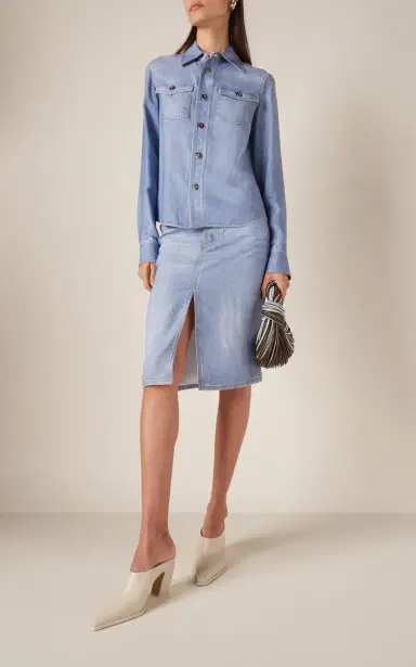 Bottega Veneta Denim-Printed Midi Skirt | Thumbnail 2