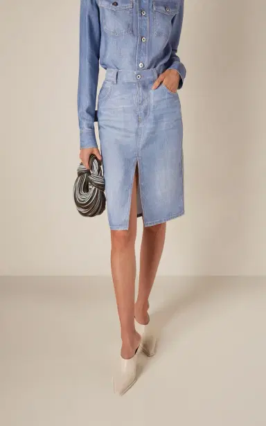 Bottega Veneta Denim-Printed Midi Skirt | Thumbnail 3