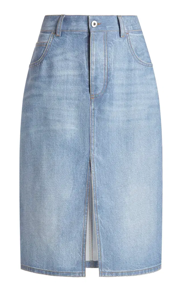 Denim-Printed Midi Skirt