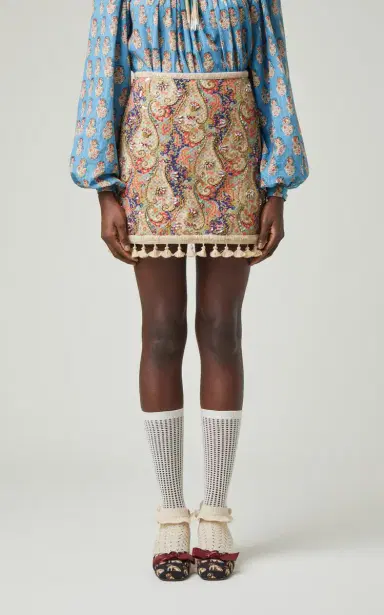 Valentino Garavani Embroidered Cotton Mini Skirt | Thumbnail 3