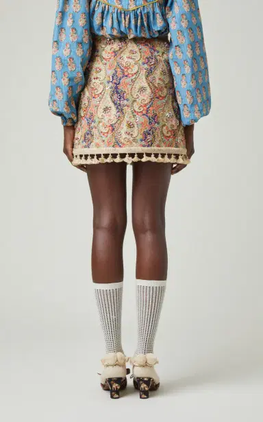 Valentino Garavani Embroidered Cotton Mini Skirt | Thumbnail 4
