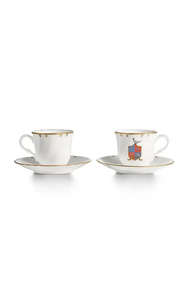 Tiffany & Co. Crest Set-of-Two Bone China Espresso Cup - White