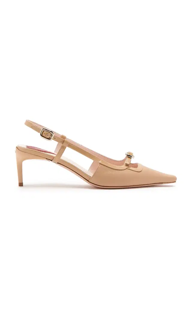 Roger Vivier Mini-Buckle Leather Slingback Pumps