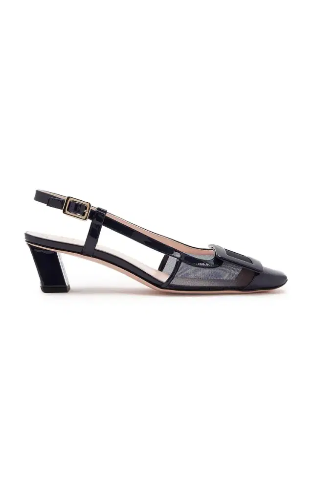 Roger Vivier Belle Vivier Lacquered Mesh Slingback Pumps