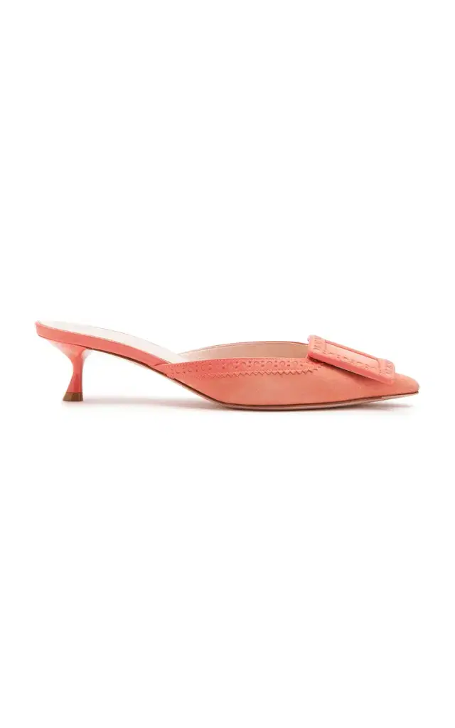 Roger Vivier Viv In The City Perforated Suede Mules