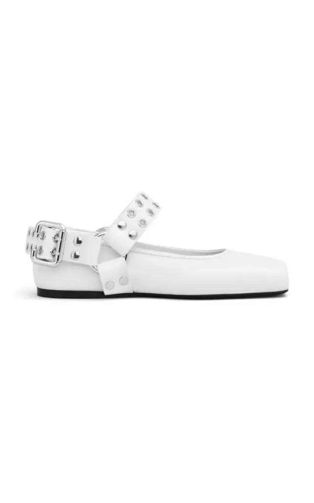 ALAÏA Biker Leather Ballet Flats