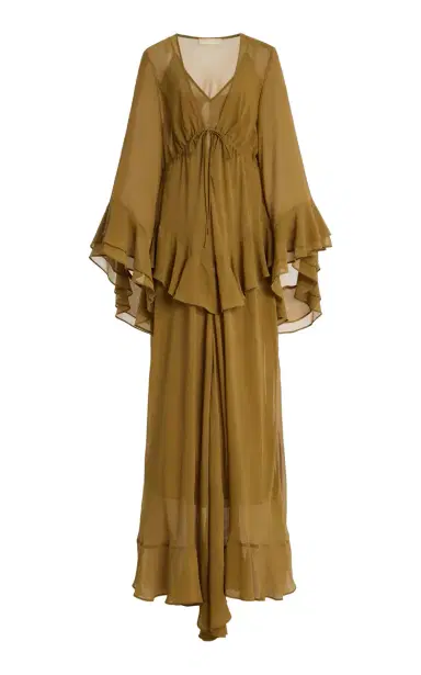 De La Vali Calypso Ruffled Georgette Maxi Dress | Thumbnail 1 De La Vali Calypso Ruffled Georgette Maxi Dress | Thumbnail 1