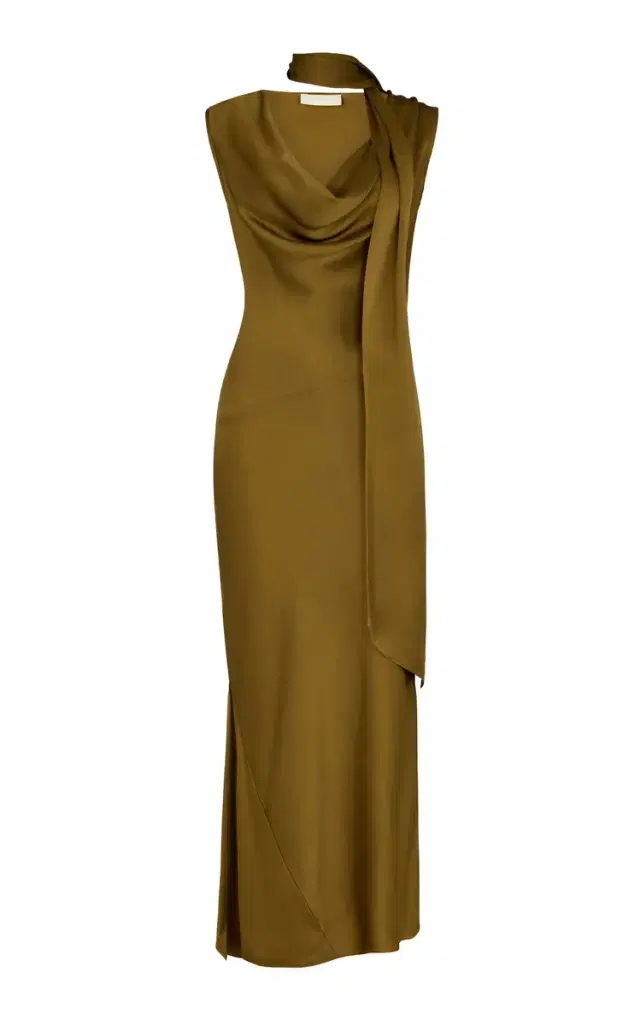 Thebe Draped Silk-Blend Maxi Dress