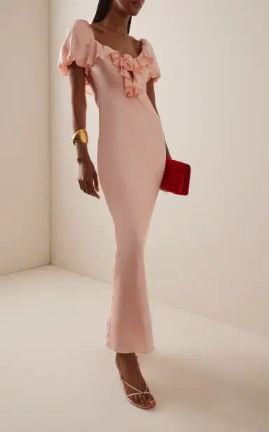 DE LA VALI Eden Ruffled Satin Maxi Dress | Thumbnail 3 DE LA VALI Eden Ruffled Satin Maxi Dress | Thumbnail 3