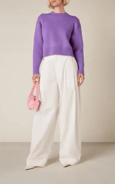 Bottega Veneta Pleated Compact Cotton Wide-Leg Pants | Thumbnail 2