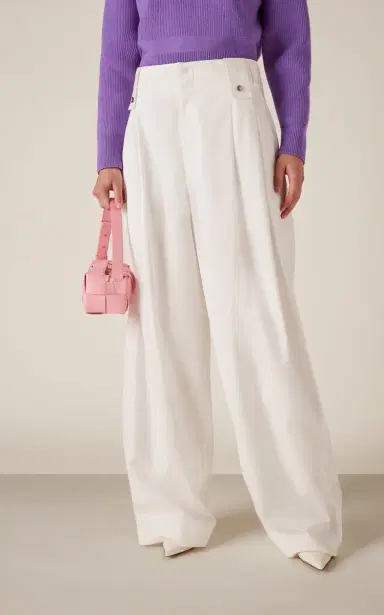 Bottega Veneta Pleated Compact Cotton Wide-Leg Pants | Thumbnail 3