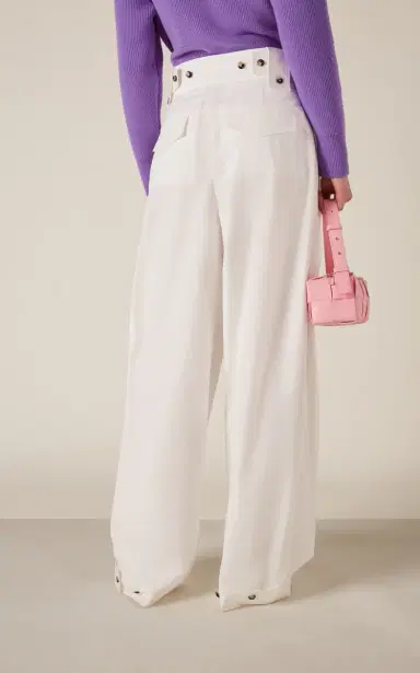 Bottega Veneta Pleated Compact Cotton Wide-Leg Pants | Thumbnail 4
