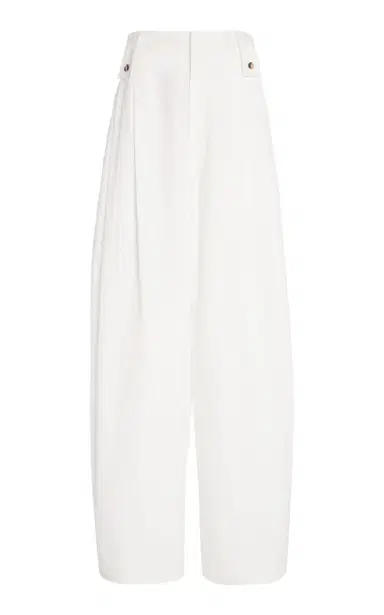 Bottega Veneta Pleated Compact Cotton Wide-Leg Pants | Thumbnail 1