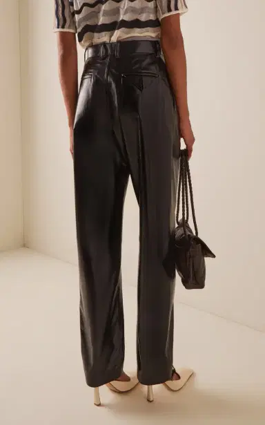 Bottega Veneta Pleated Leather Straight-Leg Pants | Thumbnail 4