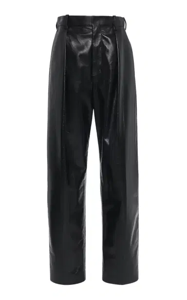 Bottega Veneta Pleated Leather Straight-Leg Pants | Thumbnail 6