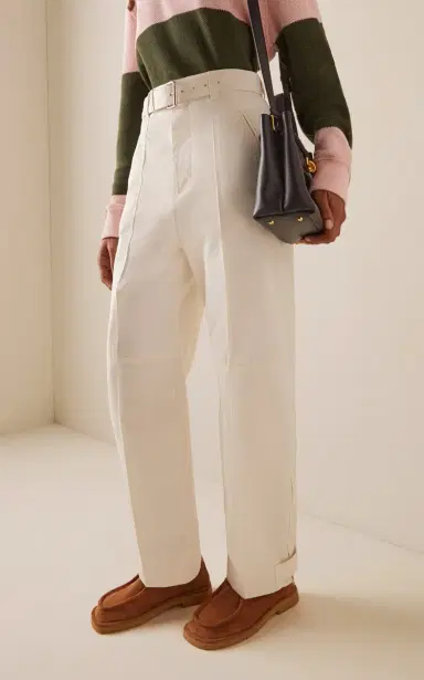 Bottega Veneta Belted Cotton Barrel Pants | Thumbnail 3