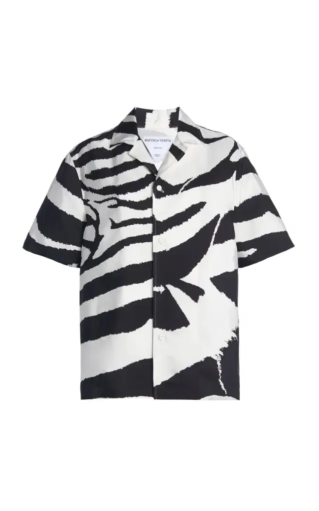 Zebra-Print Crepe Parachute Shirt