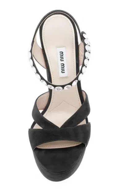 Miu Miu Jeweled Strap Suede Platform Sandal | Thumbnail 3