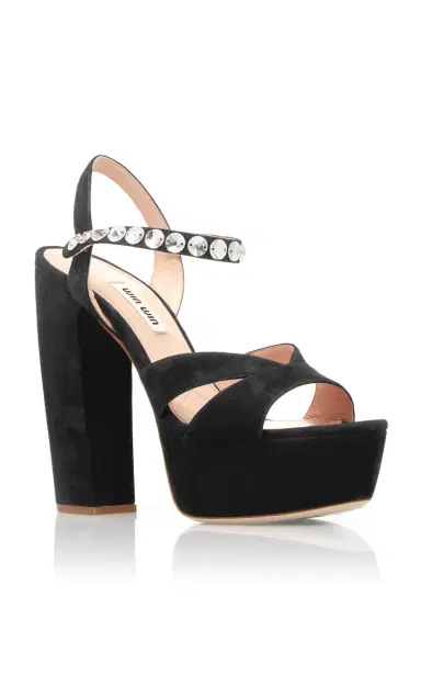 Miu Miu Jeweled Strap Suede Platform Sandal | Thumbnail 5