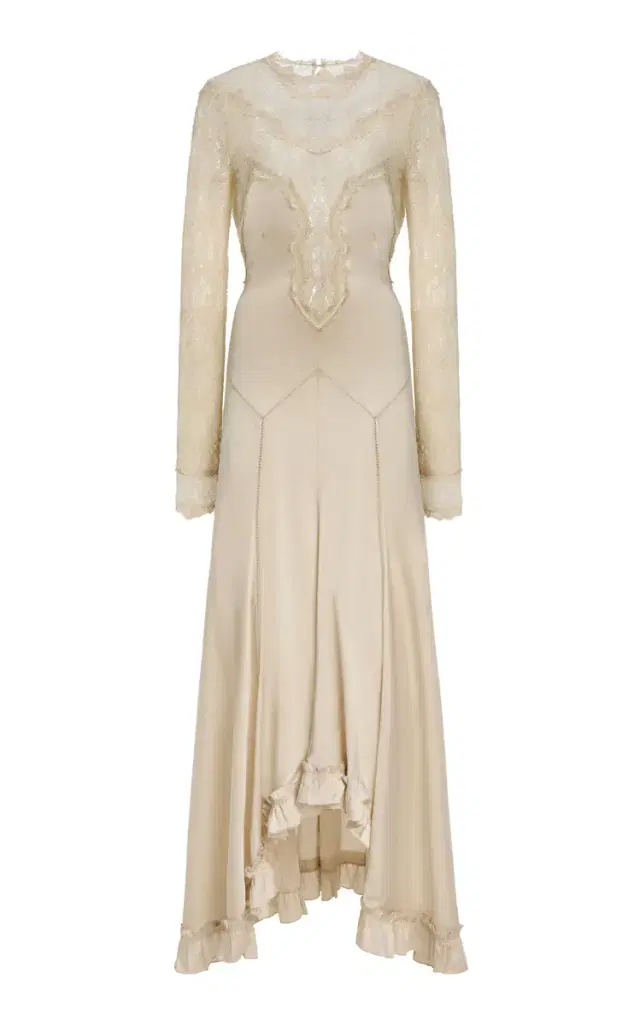 Dolores Lace-Inset Silk Satin Maxi Dress