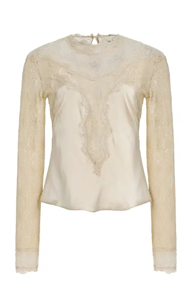 Diem Lace-Inset Silk Top