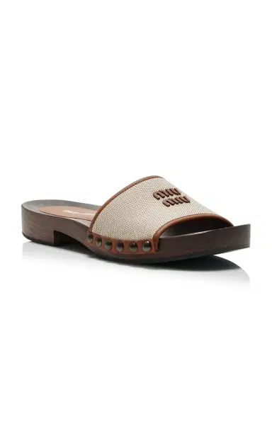 Miu Miu Zoccoli Canvas Clogs | Thumbnail 4