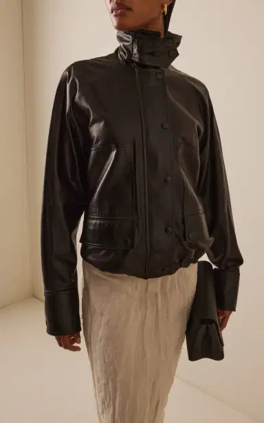 Brandon Maxwell The Harper Leather Balloon Jacket | Thumbnail 3