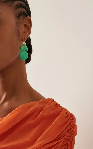 TEN THOUSAND THINGS 18K Yellow Gold Small Arp Green Turquoise Earrings | Thumbnail 2