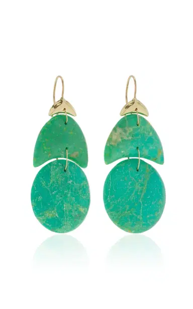 TEN THOUSAND THINGS 18K Yellow Gold Small Arp Green Turquoise Earrings | Thumbnail 3