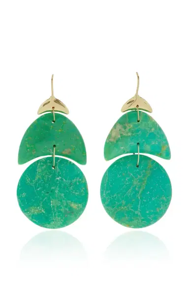 TEN THOUSAND THINGS 18K Yellow Gold Small Arp Green Turquoise Earrings | Thumbnail 1
