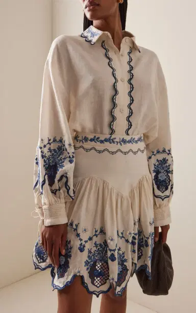 Agua by Agua Bendita Abadía Embroidered Linen Blouse | Thumbnail 7