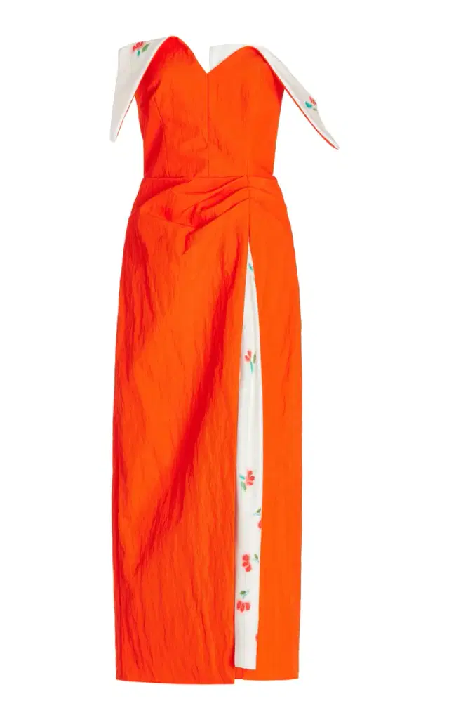Flap Over Cotton-Blend Midi Dress - Orange
