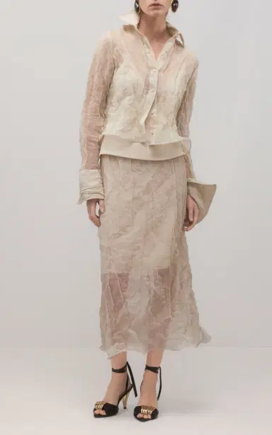 Brandon Maxwell The Billie Shrunken Metallic Organza Shirt | Thumbnail 2