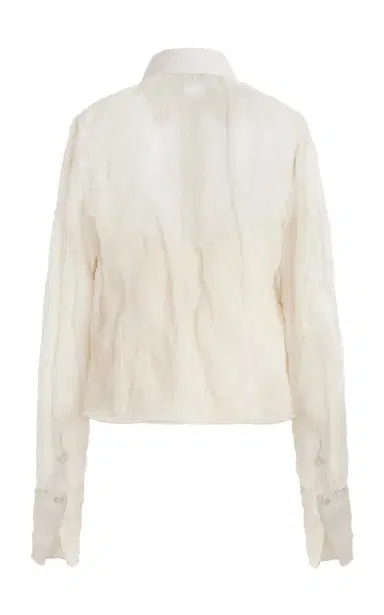 Brandon Maxwell The Billie Shrunken Metallic Organza Shirt | Thumbnail 3