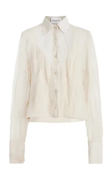 Brandon Maxwell The Billie Shrunken Metallic Organza Shirt | Thumbnail 6