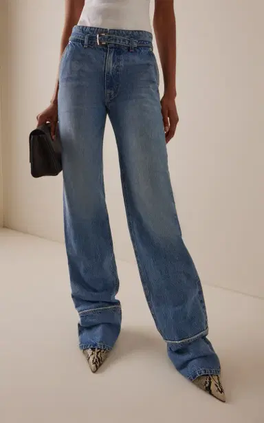 Brandon Maxwell The Alexa Cuffed Rigid Low-Rise Straight-Leg Jeans | Thumbnail 3