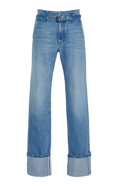 Brandon Maxwell The Alexa Cuffed Rigid Low-Rise Straight-Leg Jeans | Thumbnail 1