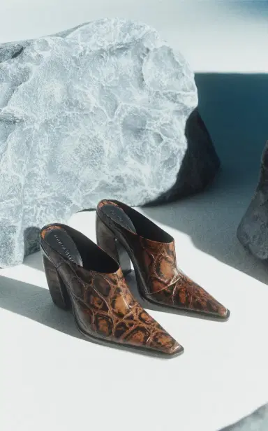 Bottega Veneta Tex Croc-Embossed Leather Mules | Thumbnail 2